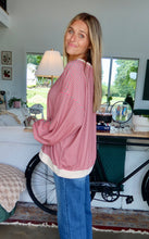 Load image into Gallery viewer, Contrast Ribbed Details Striped Sweatshirt Top
