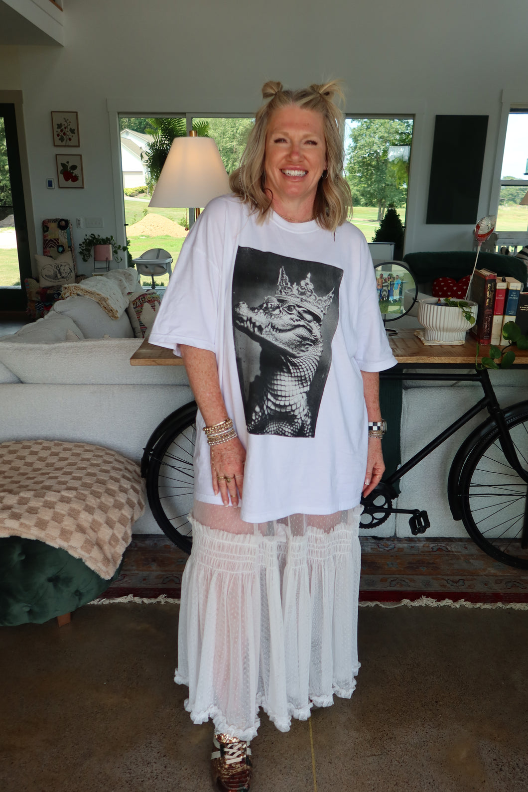 Short Sleeves Lace With Sheer Maxi Dress