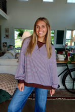 Load image into Gallery viewer, Contrast Ribbed Details Striped Sweatshirt Top
