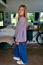Load image into Gallery viewer, Contrast Ribbed Details Striped Sweatshirt Top
