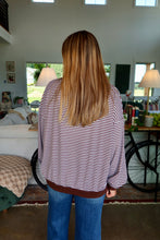Load image into Gallery viewer, Contrast Ribbed Details Striped Sweatshirt Top
