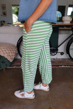 Load image into Gallery viewer, Stripe Print Drawstring Barrel Silhouette Pants
