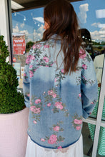Load image into Gallery viewer, Flower Printed Denim Button Up Shirt
