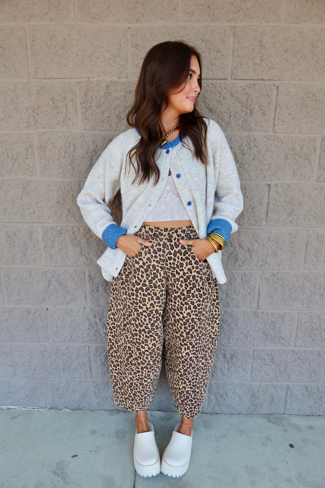 Contrast Rib Loose Cardigan