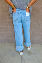 Load image into Gallery viewer, High Rise Cuffed Wide Leg Denim
