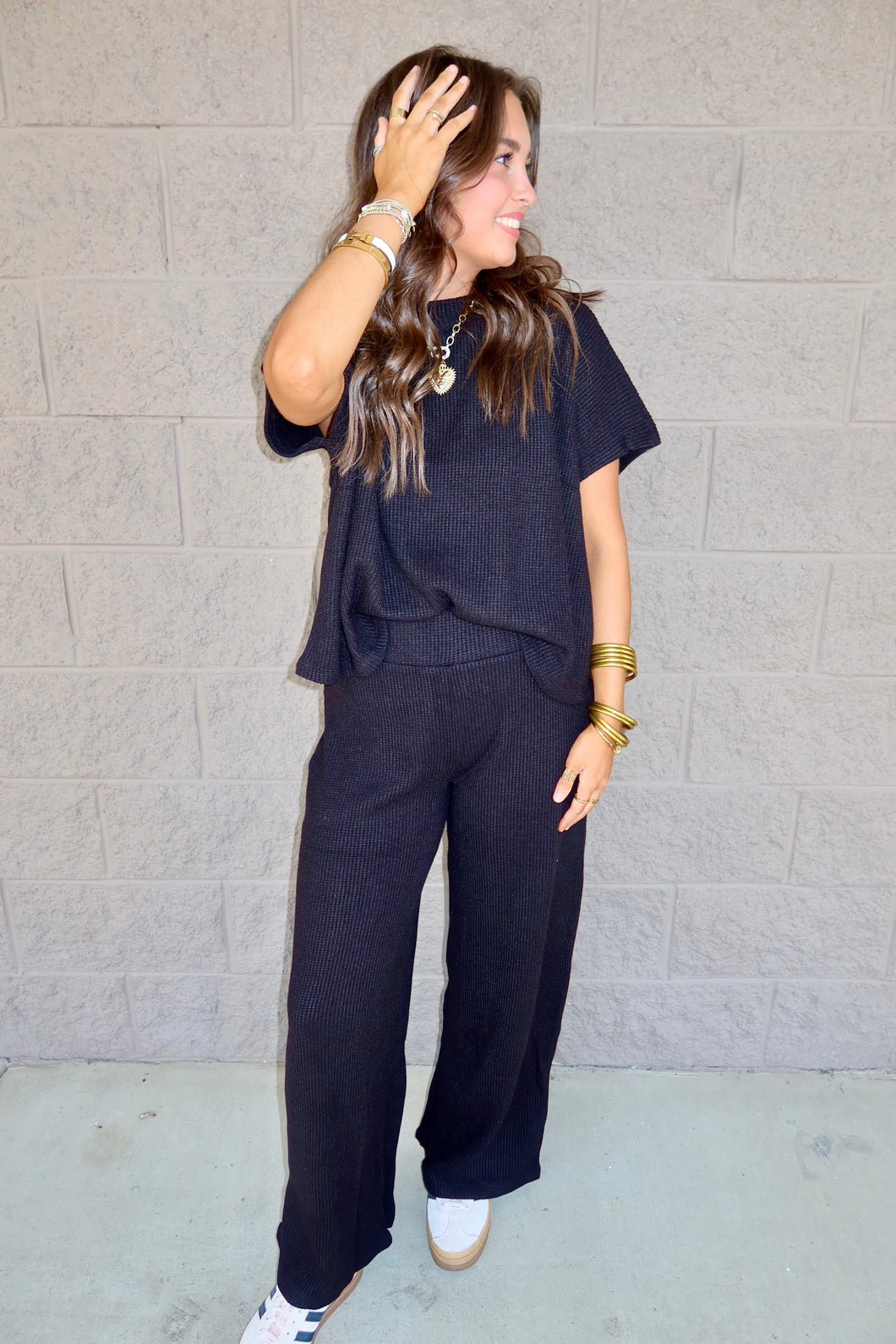 Sweater Boxy Top & Long Pants Set