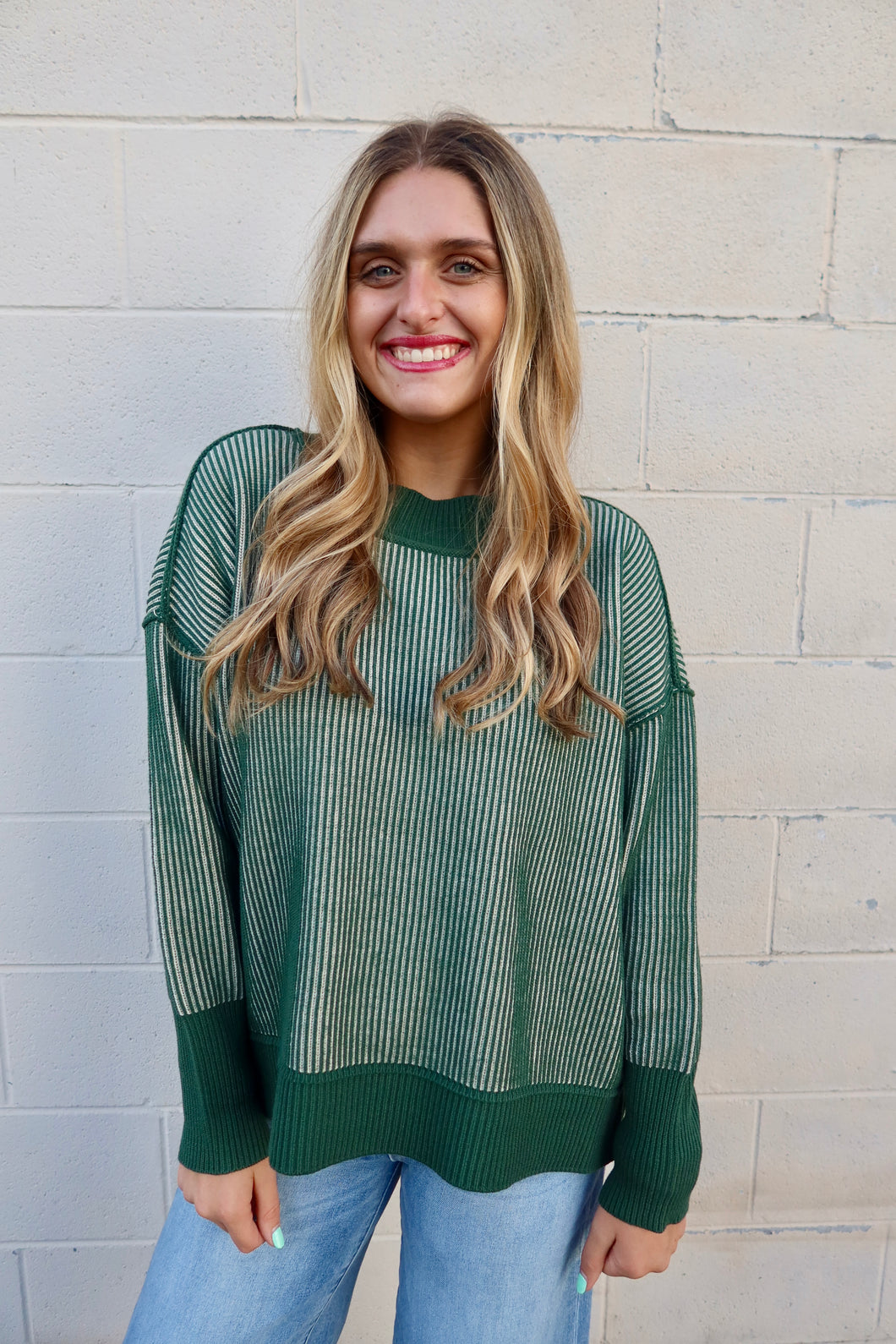 Exposed Seam Two Tone Sweater