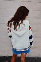 Load image into Gallery viewer, Striped Pattern 3D Embroidered Hoodie Zip-Up
