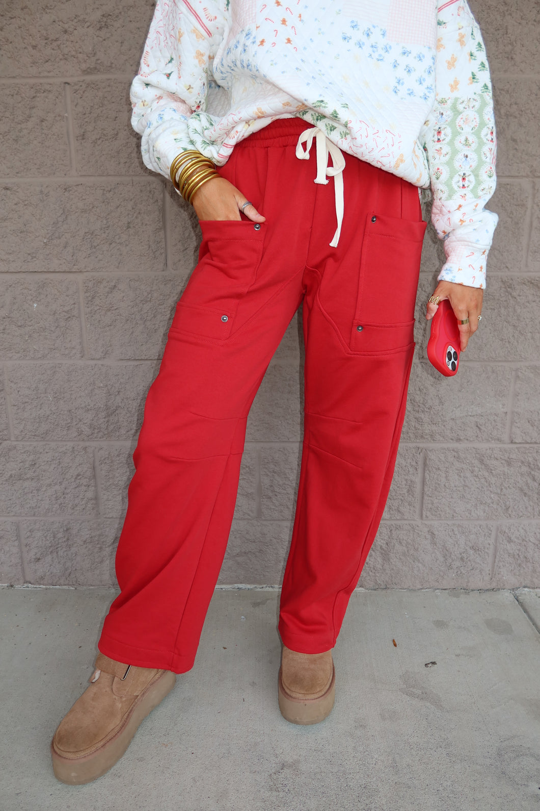 Drawstring Pockets Straight Leg Pants