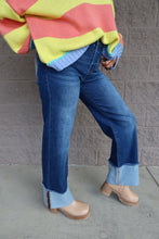 Load image into Gallery viewer, Mid Rise Crop Wide Cuffed Jeans
