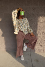 Load image into Gallery viewer, Mineral Washed Ruffle Cargo Flare Pants
