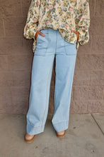 Load image into Gallery viewer, Elastic Waist Wide Leg Denim Pants
