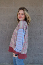 Load image into Gallery viewer, Washed Over Sized Stripe Top
