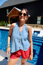 Load image into Gallery viewer, Denim Back Tie Halter Top (2 Colors)
