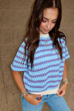 Load image into Gallery viewer, Crochet Striped Knit Top
