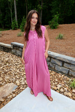 Load image into Gallery viewer, Wide Leg Stripe Soft Satin Jumpsuit (PINK)
