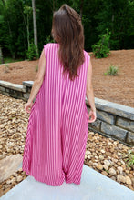 Load image into Gallery viewer, Wide Leg Stripe Soft Satin Jumpsuit (PINK)
