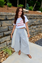 Load image into Gallery viewer, Floral Eyelet Side Elastic Stripes Wide Leg Pants (4 Colors)
