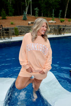 Load image into Gallery viewer, Papaya Orange Varsity Sunkissed Embroidered Mockneck Sweatshirt
