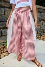 Load image into Gallery viewer, Floral Eyelet Side Elastic Stripes Wide Leg Pants (4 Colors)
