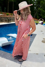 Load image into Gallery viewer, Wide Leg Stripe Soft Satin Jumpsuit (RED)
