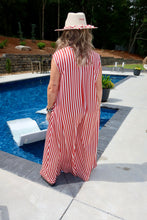 Load image into Gallery viewer, Wide Leg Stripe Soft Satin Jumpsuit (RED)

