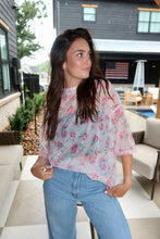 Load image into Gallery viewer, Floral Print Boxy Mesh Top
