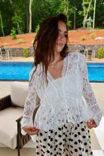 Load image into Gallery viewer, Floral Lace V Neck Button Up Blouse
