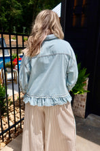 Load image into Gallery viewer, Denim Ruffled Hem Button Up
