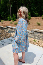 Load image into Gallery viewer, Floral Denim Front Tied Dress
