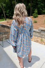 Load image into Gallery viewer, Floral Denim Front Tied Dress
