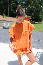 Load image into Gallery viewer, Floral Textured Ruffled Knit Top &amp; Shorts Set
