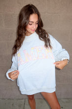 Load image into Gallery viewer, "Amen" Patchwork  Terry Mock Neck Sweatshirt

