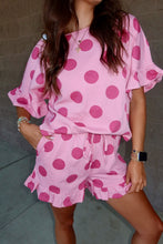 Load image into Gallery viewer, Polka Dots Printed Ruffled Top And Shorts Set
