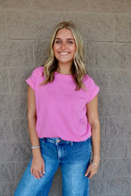 Load image into Gallery viewer, Round Neck Folded Short Sleeve Tee (6 Colors)
