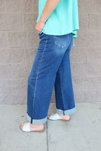 Load image into Gallery viewer, High Rise Crop Wide Distressed Cuff Jeans
