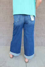 Load image into Gallery viewer, High Rise Crop Wide Distressed Cuff Jeans
