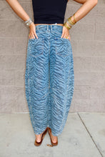 Load image into Gallery viewer, Zebra Print Barrel Jeans

