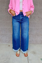 Load image into Gallery viewer, High Rise Crop Wide Distressed Cuff Jeans
