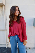 Load image into Gallery viewer, Raised Rib Long Sleeve V Neck Top (4 Colors)
