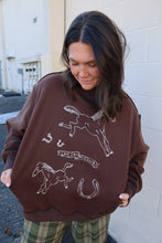Load image into Gallery viewer, Reversible Horse Graphic Mock-Neck Sweatshirt
