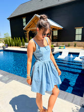 Load image into Gallery viewer, Scoop Neck Denim Tank Flowy Mini Dress
