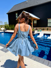 Load image into Gallery viewer, Scoop Neck Denim Tank Flowy Mini Dress
