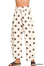 Load image into Gallery viewer, Polka Dot Fleece Barrel Sweatpants- Cream/Brown
