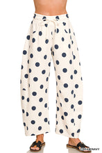 Load image into Gallery viewer, Polka Dot Fleece Barrel Sweatpants- Cream/Navy
