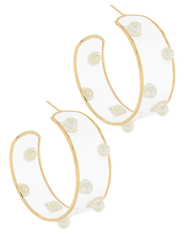 Clear & Pearl Hoops