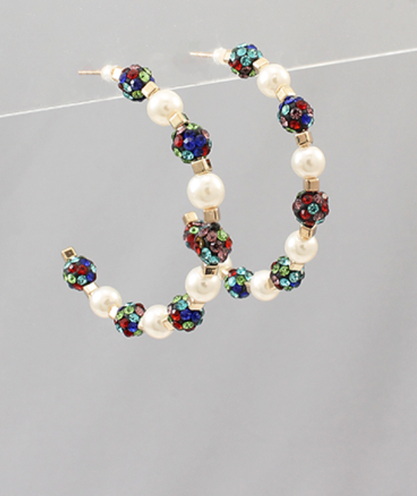 Crystal Fireball & Pearl Hoops