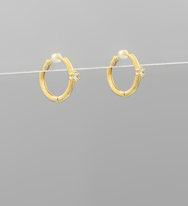 Small CZ Stone Huggie Hoops