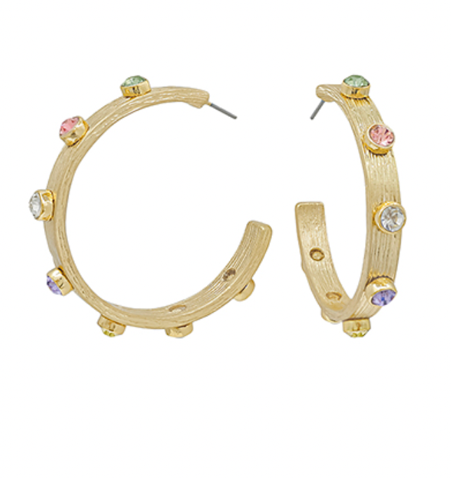 45mm Crystal Station Textured Hoops