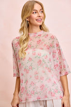 Load image into Gallery viewer, Floral Print Boxy Mesh Top
